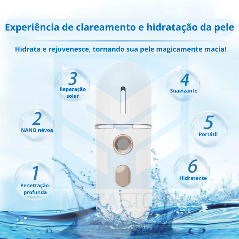 Nano Nebulizador/Umidificador Facial  Portátil recarregável via USB