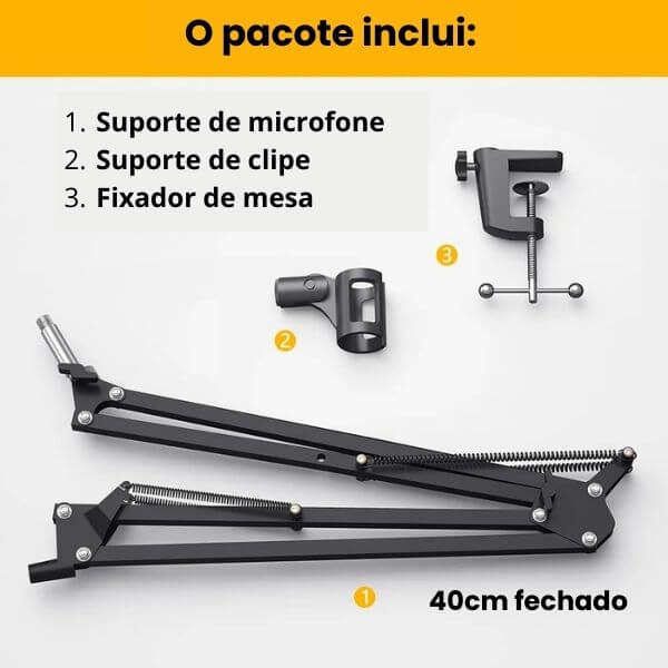 Braço Suporte Pedestal De Mesa Articulado Para Microfone