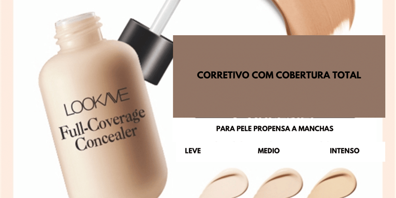 (Compre 1 leve 2) Base Corretiva Facial Alta Cobertura à Prova D'Água - Lookave