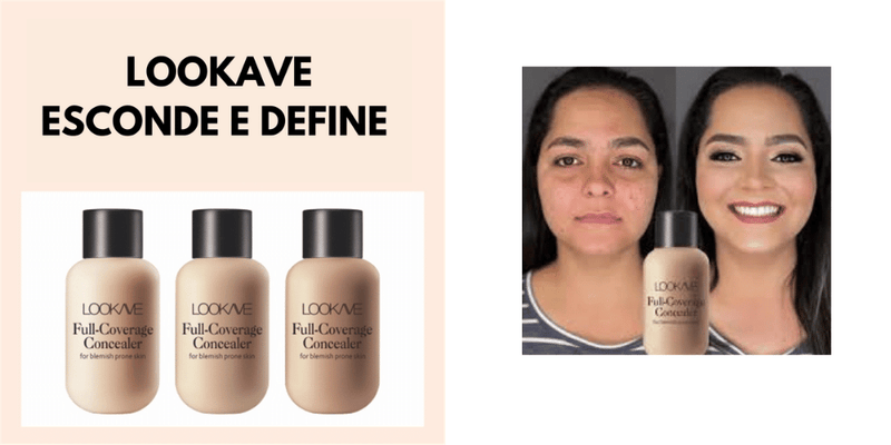 (Compre 1 leve 2) Base Corretiva Facial Alta Cobertura à Prova D'Água - Lookave