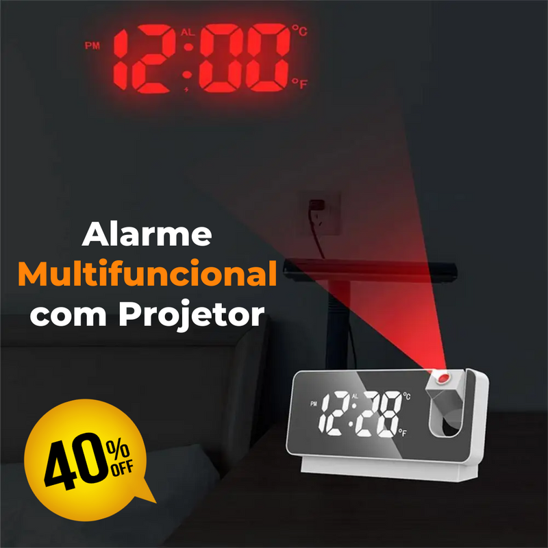 Alarme Multifuncional com Projetor ⏰- QUEIMA DE ESTOQUE 🔥