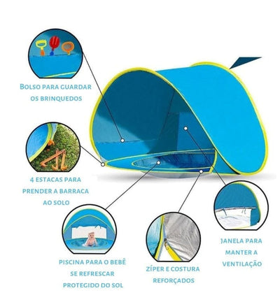 Barraca Tenda De Praia Infantil Com Piscina E Proteção UV - [OFERTA RELÂMPAGO]