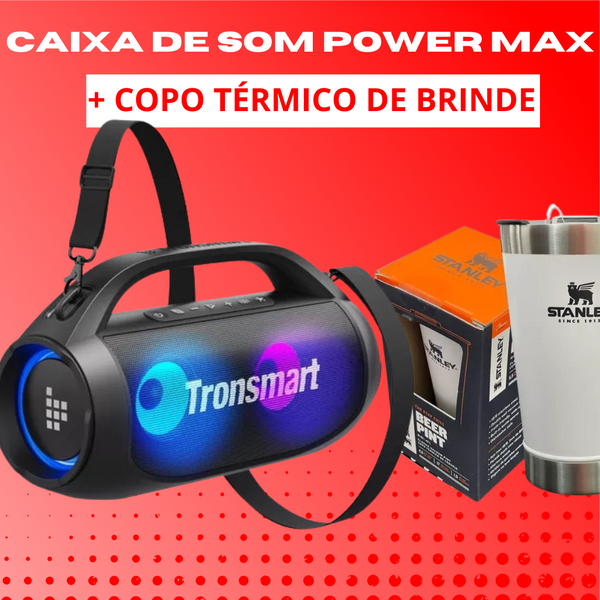 [ QUEIMA DE ESTOQUE🔥 ] Caixa de Som Max Power + Copo Térmico