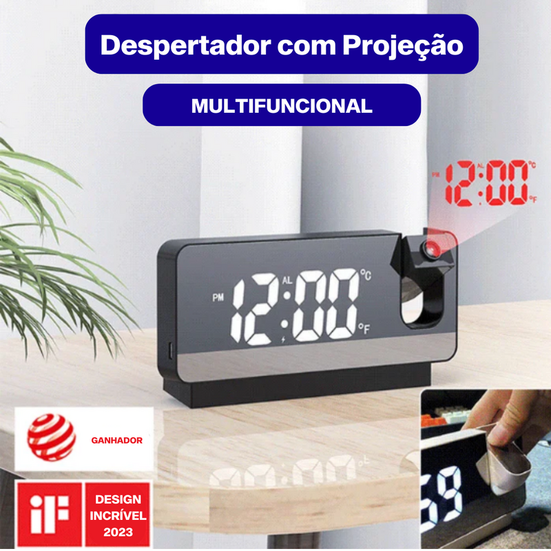 Alarme Multifuncional com Projetor ⏰- QUEIMA DE ESTOQUE 🔥