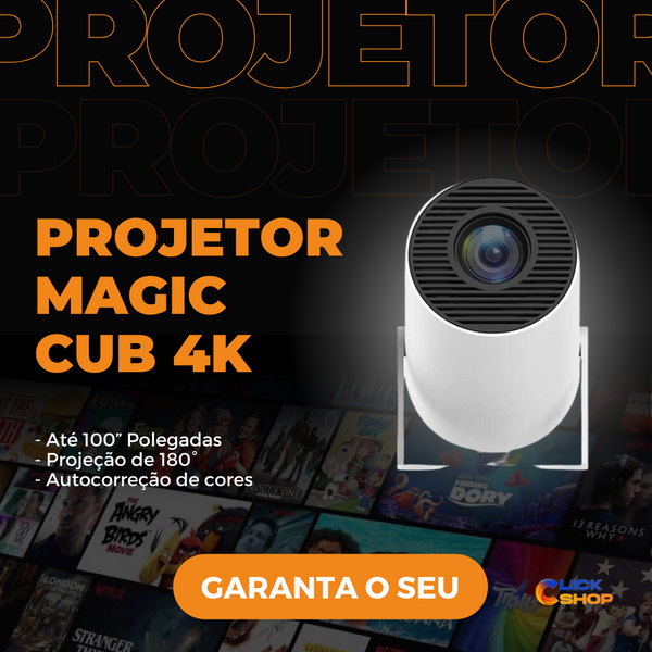 Projetor Magic Cubic 4k portátil - Frete Grátis